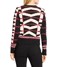 NIC + ZOE Scarlet Angles Knit Round Neck Long Sleeve Cardigan