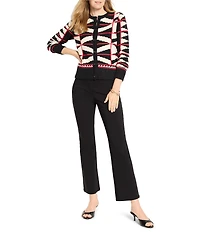 NIC + ZOE Scarlet Angles Knit Round Neck Long Sleeve Cardigan