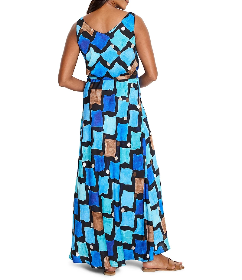 NIC + ZOE Sea Glass V-Neck Sleeveless Tie Waist Maxi Dress