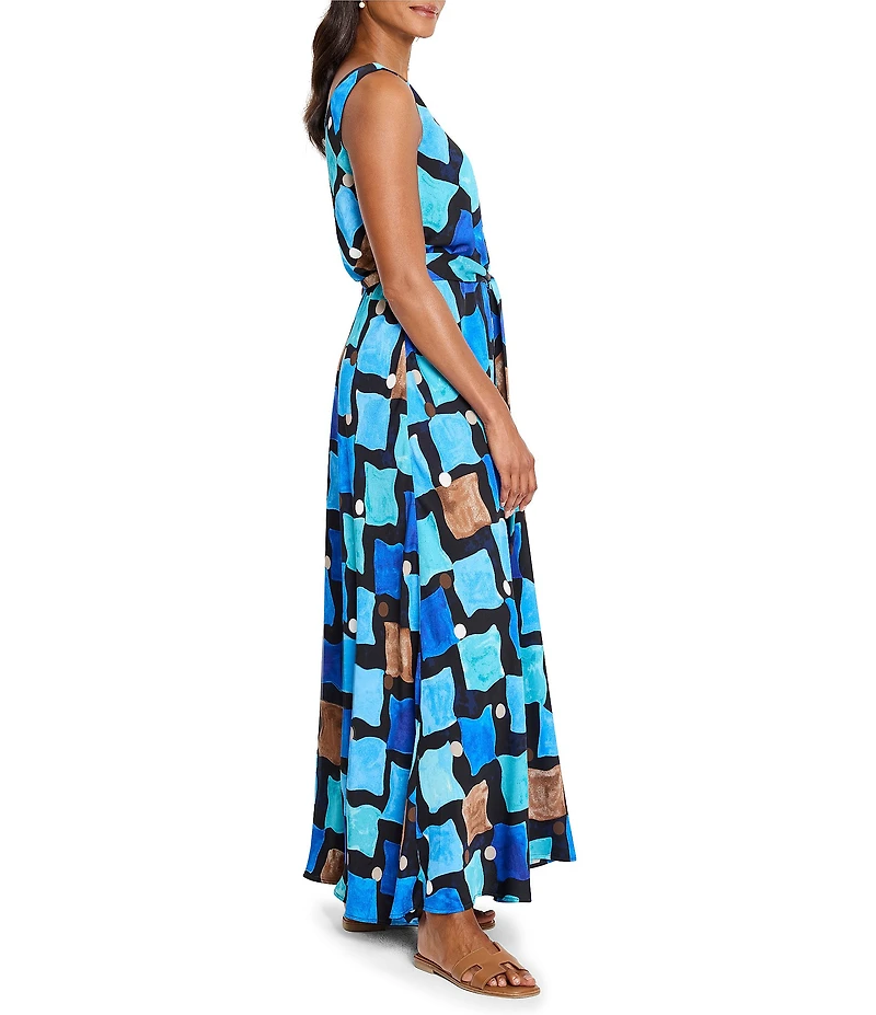 NIC + ZOE Sea Glass V-Neck Sleeveless Tie Waist Maxi Dress