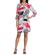 NIC + ZOE Set Sail Ruffled Collar 3/4 Sleeve Front Pocket A-Line Dress