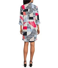 NIC + ZOE Set Sail Ruffled Collar 3/4 Sleeve Front Pocket A-Line Dress