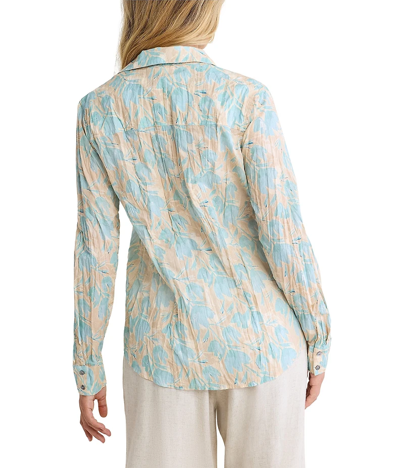 nz by NIC + ZOE Shadow Floral Point Collar Long Sleeve Button Front Shirt