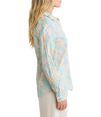 nz by NIC + ZOE Shadow Floral Point Collar Long Sleeve Button Front Shirt