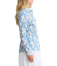 nz by NIC + ZOE Shadow Floral Point Collar Long Sleeve Button Front Shirt