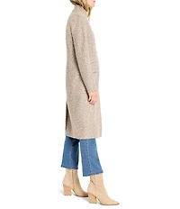 NIC + ZOE Sherpa Tweed Knit Band Collar Long Sleeve Top Coat