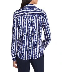 NIC + ZOE Shibori Stripe Point Collar Long Sleeve Shirt