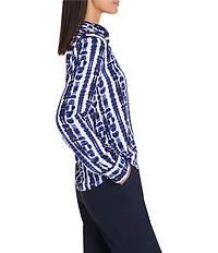 NIC + ZOE Shibori Stripe Point Collar Long Sleeve Shirt