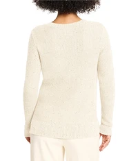 NIC + ZOE Shimmer Waffle Knit V-Neck Long Sleeve Sweater