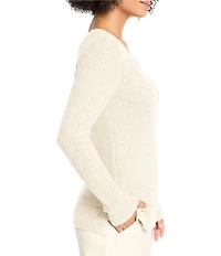 NIC + ZOE Shimmer Waffle Knit V-Neck Long Sleeve Sweater