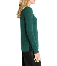 NIC + ZOE Shimmer Waffle Knit V-Neck Long Sleeve Sweater