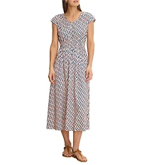 NIC + ZOE Sideways Dierdre Printed V-Neck Cap Sleeve Dress