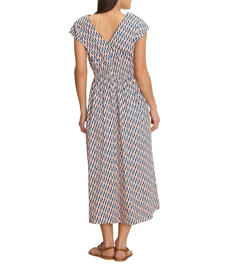 NIC + ZOE Sideways Dierdre Printed V-Neck Cap Sleeve Dress