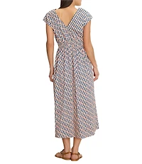 NIC + ZOE Sideways Dierdre Printed V-Neck Cap Sleeve Dress