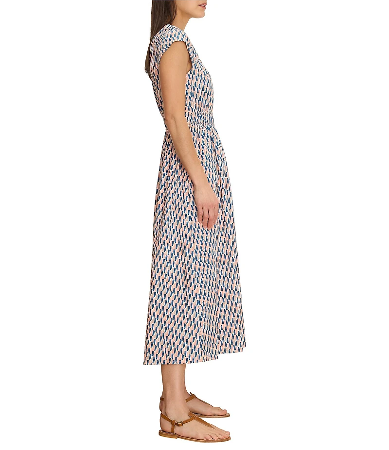 NIC + ZOE Sideways Dierdre Printed V-Neck Cap Sleeve Dress