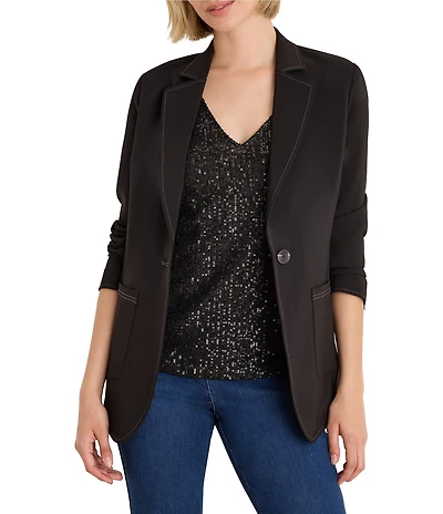 NIC + ZOE Sleek Stretch Notch Lapel Collar Long Sleeve One-Button Blazer