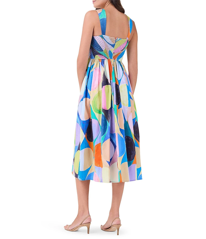 NIC + ZOE Social Circles Sarah Square Neck Sleeveless Fit-And-Flare Midi Dress