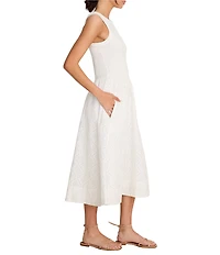NIC + ZOE Sofia Mixed-Media Diamond Eyelet Fit & Flare Midi Dress