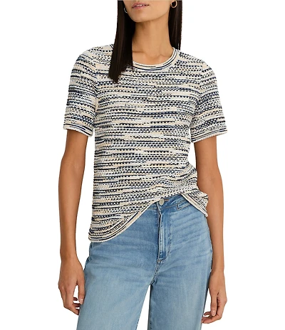 NIC + ZOE Spacedye Tuck Stitch Round Neck Short Sleeve Tee