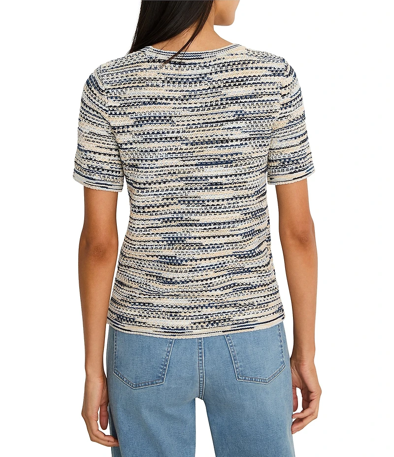 NIC + ZOE Spacedye Tuck Stitch Round Neck Short Sleeve Tee