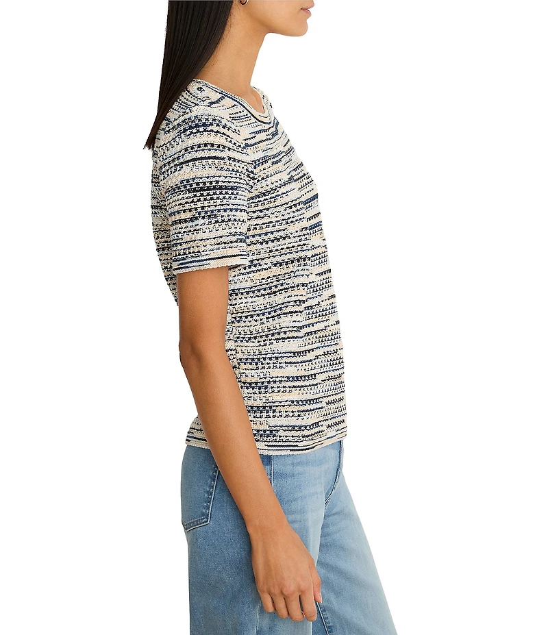 NIC + ZOE Spacedye Tuck Stitch Round Neck Short Sleeve Tee