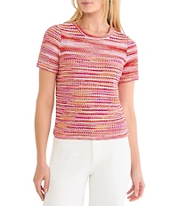NIC + ZOE Spacedye Tuck Stitch Round Neck Short Sleeve Tee