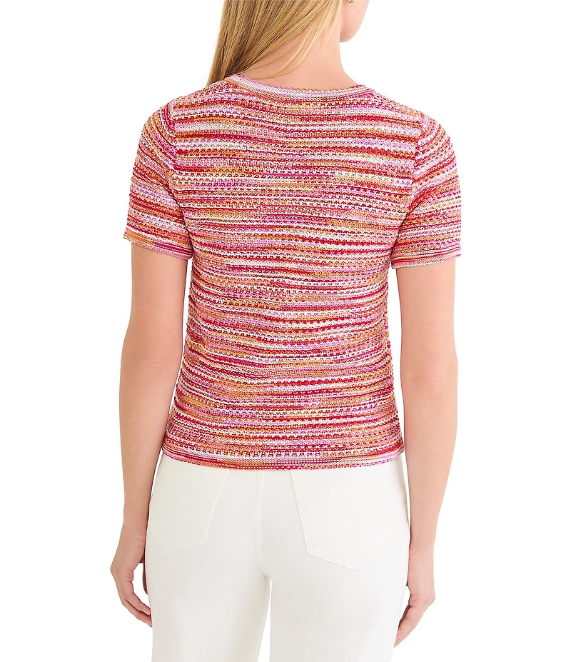 NIC + ZOE Spacedye Tuck Stitch Round Neck Short Sleeve Tee
