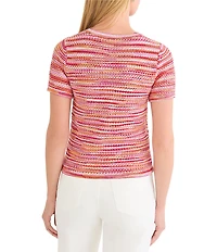 NIC + ZOE Spacedye Tuck Stitch Round Neck Short Sleeve Tee