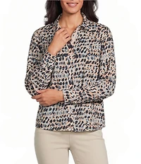 NIC + ZOE Spotted Shirt Collar Long Sleeve Button Front Shirt