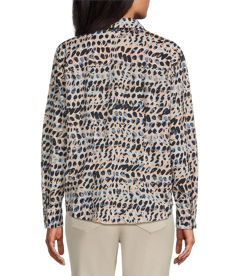 NIC + ZOE Spotted Shirt Collar Long Sleeve Button Front Shirt