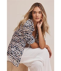 NIC + ZOE Spotted Shirt Collar Long Sleeve Button Front Shirt