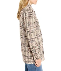 NIC + ZOE Stitchy Plaid Knit Notch Collar Long Sleeve Blazer