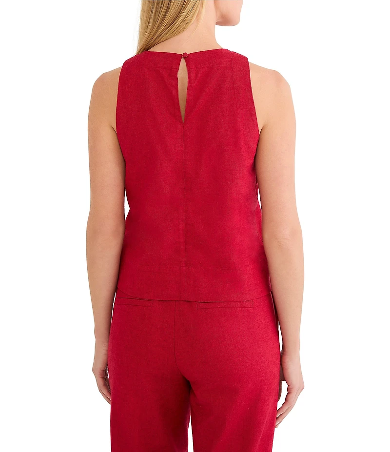 NIC + ZOE Stretch Linen Crew Neck Sleeveless Pop On Tank