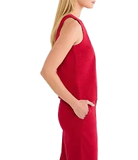 NIC + ZOE Stretch Linen Crew Neck Sleeveless Pop On Tank