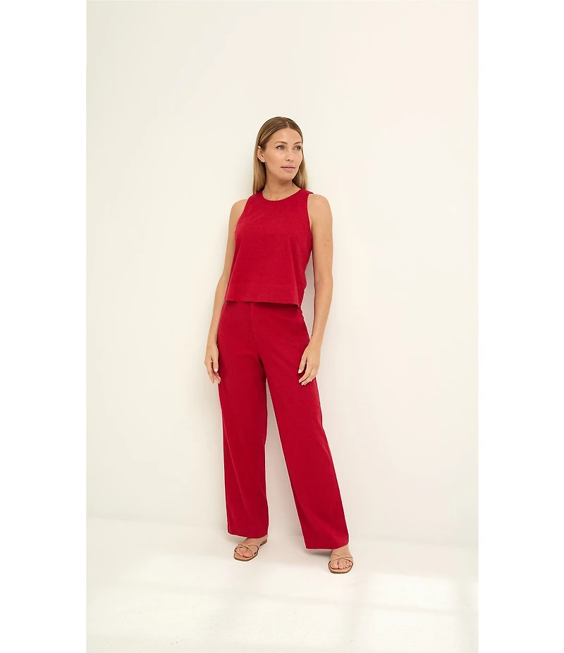 NIC + ZOE Stretch Linen Crew Neck Sleeveless Pop On Tank