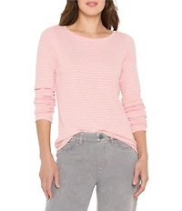NIC + ZOE Stripe Knit Boat Neck Long Sleeve Tee