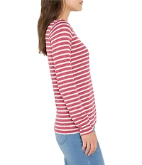 NIC + ZOE Stripe Knit Boat Neck Long Sleeve Top