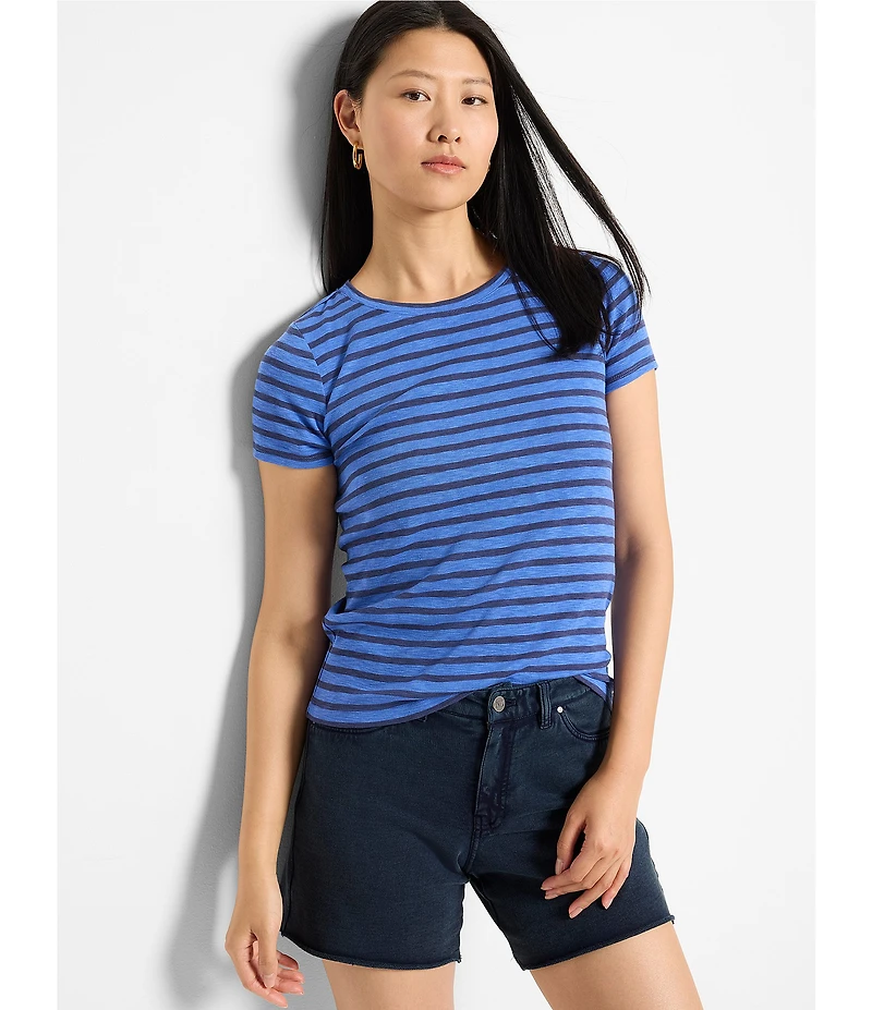 NIC + ZOE Stripe Knit Scoop Neck Short Sleeve Tee