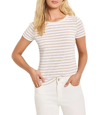 NIC + ZOE Stripe Knit Scoop Neck Short Sleeve Tee