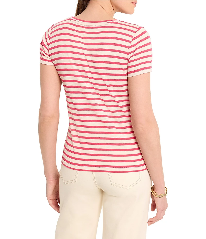 NIC + ZOE Stripe Knit Scoop Neck Short Sleeve Tee