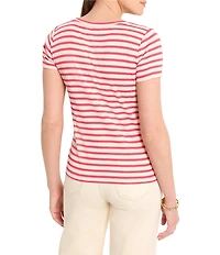 NIC + ZOE Stripe Knit Scoop Neck Short Sleeve Tee