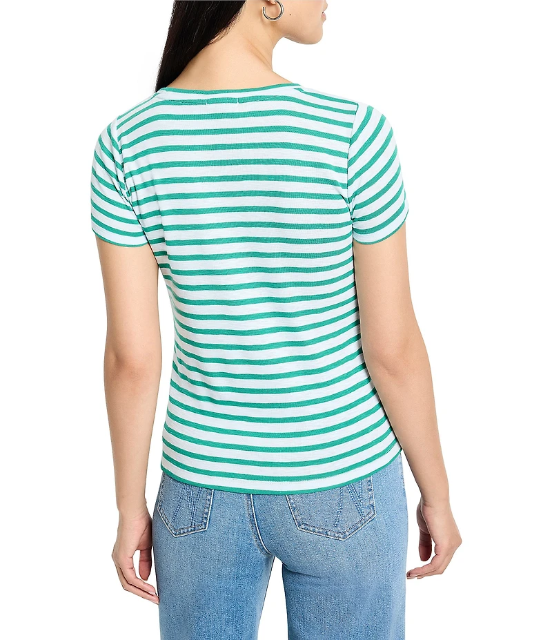 NIC + ZOE Stripe Knit Scoop Neck Short Sleeve Tee