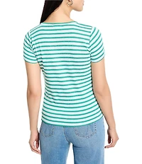 NIC + ZOE Stripe Knit Scoop Neck Short Sleeve Tee