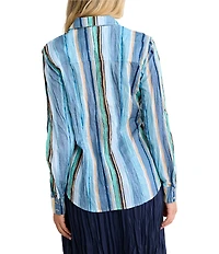 nz by NIC + ZOE Stripe Point Collar Long Sleeve Button Front Shirt