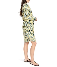 NIC + ZOE Sydney Sunny Skies Point Collar Long Sleeve Tie Waist Dress