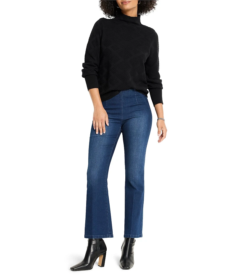 NIC + ZOE Textured Diamonds Knit Funnel Neck Long Sleeve Sweater