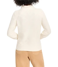 NIC + ZOE Textured Diamonds Knit Funnel Neck Long Sleeve Sweater