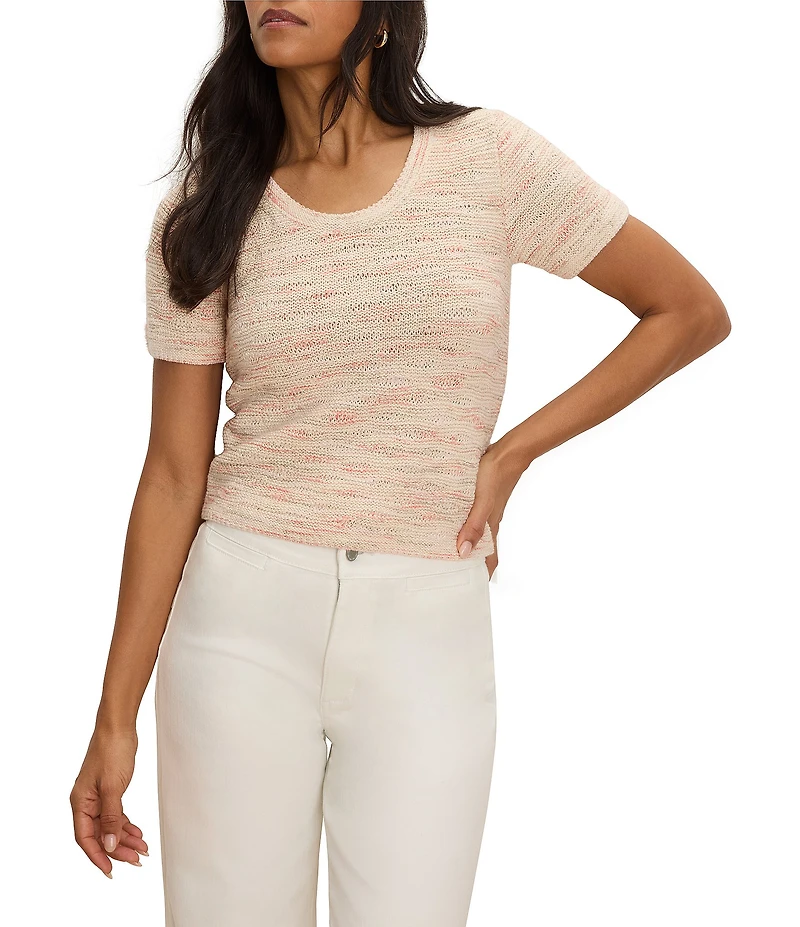 NIC + ZOE Textured Wave Stitch Scoop Neck Short Sleeve Tee