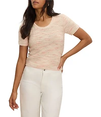 NIC + ZOE Textured Wave Stitch Scoop Neck Short Sleeve Tee