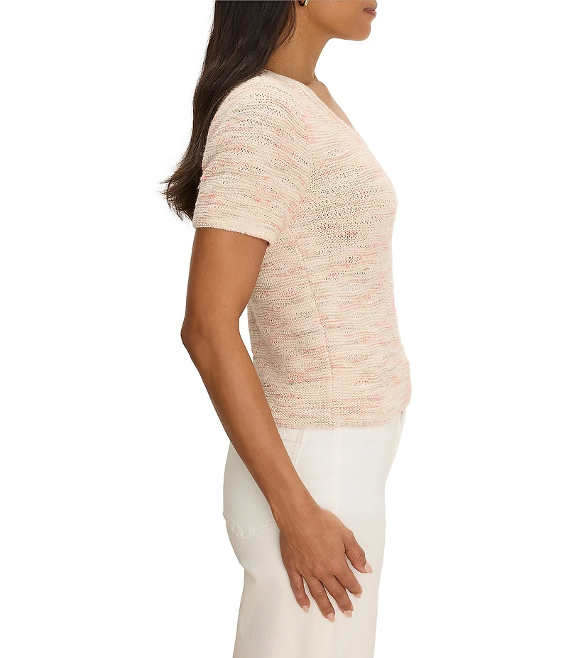 NIC + ZOE Textured Wave Stitch Scoop Neck Short Sleeve Tee